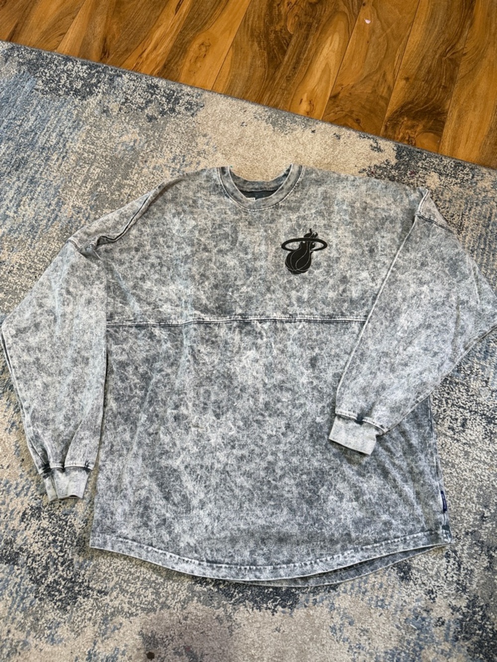 Acid-Wash Gray Crewneck with Black Miami Logo